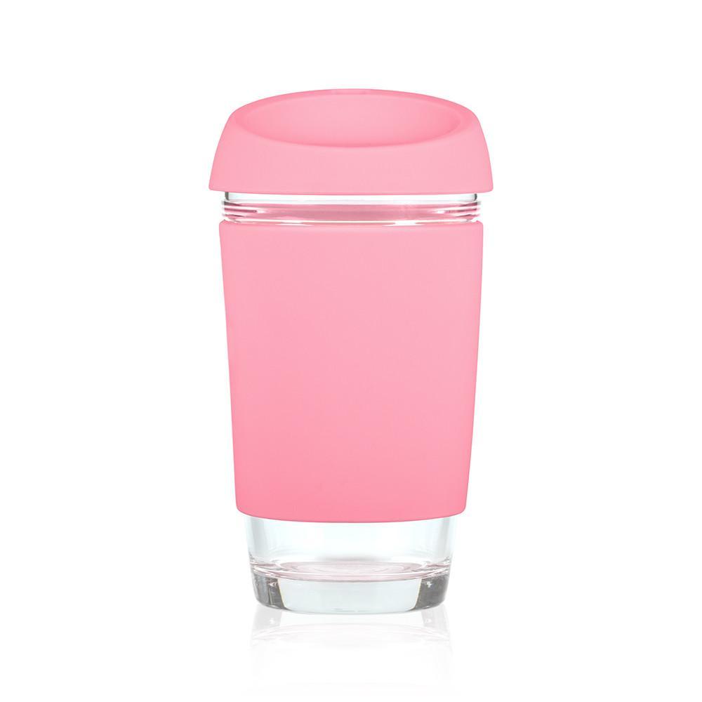Joco glass reusable coffee cup in Strawberry Pink 16oz